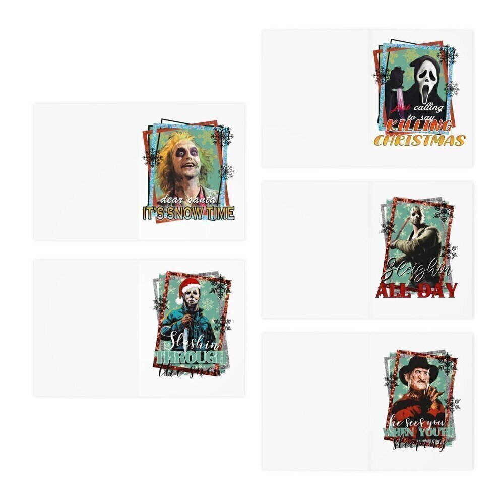 Horror Christmas 50 Count Cards Handmade Custom 5 Designs Greeting Cards